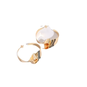 Exaggerated 14K gold twisted metal hoop earrings with irregular folded knot design