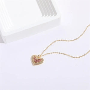 Luxury heart pendant necklace with evil eye zircon in gold finish for women