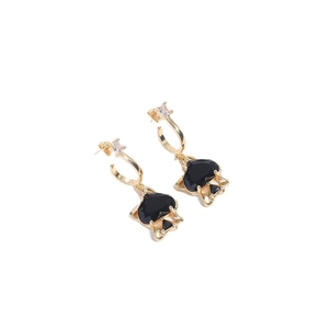 Ace of Spades evil eye earrings with gold frames and sparkling zircon crystals for women