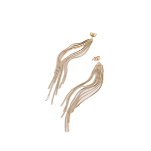 Elegant 14k gold plated tassel drop earrings with sparkling rhinestones for women