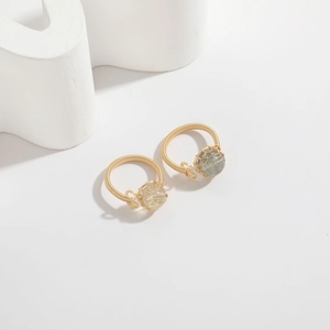 Handcrafted gold wire wrapped natural tourmaline and crystal stone ring for women
