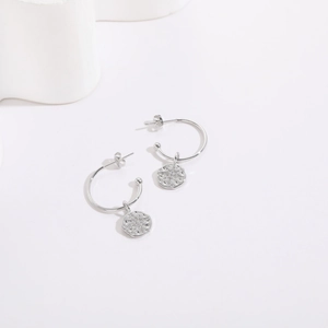 Silver hexagram star drop hoop earrings with sparkling zircon inlay for women