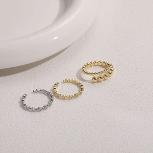 Minimalist beaded zircon ring set with 14K gold plating for a luxury aesthetic style