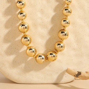 Minimalist chunky golden CCB beaded necklace with high-gloss mirror finish for women