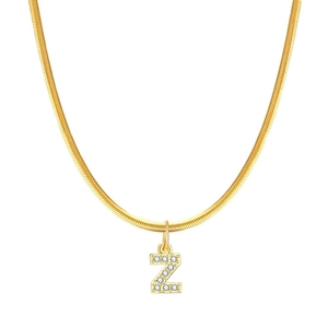 Collana con ciondolo lettera Z placcata oro 18 carati con zirconi bianchi incastonati