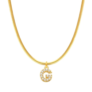 Collana a catena serpente placcata oro 18K con pendente a lettera G con cristalli