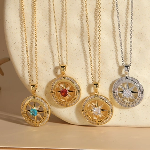 Compass pendant necklaces with zircon inlay and I’d be lost without you engraving