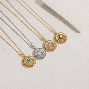 Compass star pendant necklace in 14K gold and silver plating with I’d be lost without you