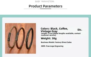 Bracciali in pelle intrecciata nero, marrone e grigio con fibbie magnetiche