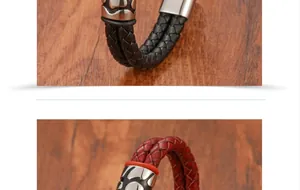 Macro detail of braided leather bracelets with vintage silver magnetic metal clasps