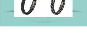 Macro detail of braided microfiber leather bracelets with magnetic stainless steel clasps