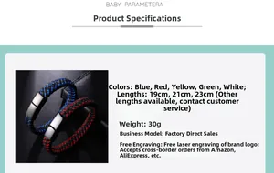 Detail of handmade microfiber leather braided bracelet with black magnetic clasp