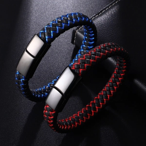 Handmade Men's Braided Leather Bracelet With Metal Magnetic Clasp Multi-Color Cowhide Wristband Casual Jewelry For Men