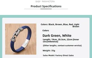 Detail of blue braided leather bracelet with vintage engraved magnetic clasp