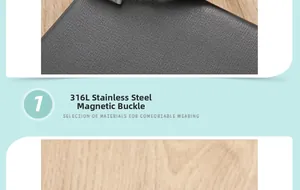 Detail of 316L stainless steel magnetic clasp on braided leather bracelet for men