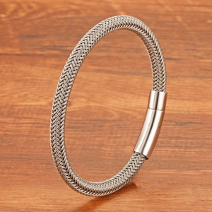 Bracelet Tressé en Acier au Titane Minimaliste pour Hommes Femmes Jonc en Fil d'Acier Inoxydable avec Fermoir Magnétique Bijoux Unisexes