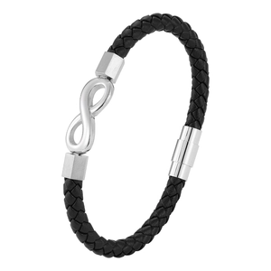 Herren Armband aus geflochtenem Leder mit Unendlichkeitssymbol und Magnetverschluss