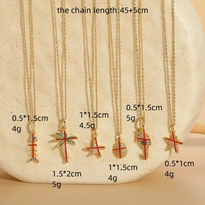 14K gold plated ocean series necklaces with zircon sea star shell and seahorse pendants