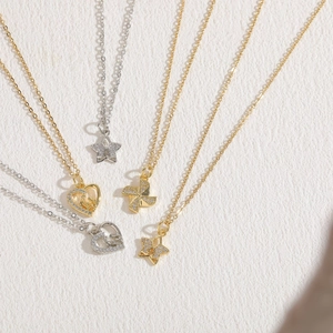 Elegant gold and silver pendant necklaces featuring zircon stars and hearts for women
