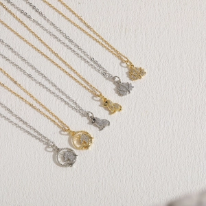 Elegant 14K gold plated zircon unicorn and maple leaf necklaces in gold and silver