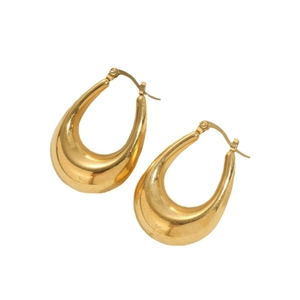 Elegant polished golden teardrop earrings in titanium steel with a minimalist luxury style