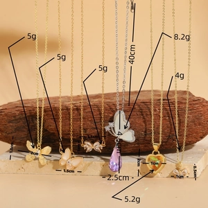 Ensemble de colliers pendentifs papillon et cœur en zircon pour femmes dorés