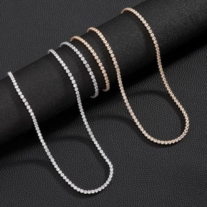 Hip hop tennis chain necklaces with sparkling cubic zirconia in silver and rose gold finishes