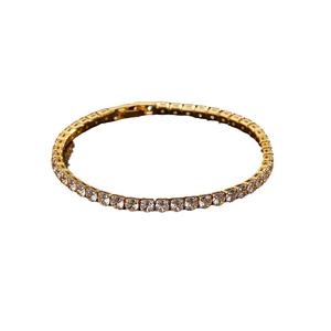 Hip hop style gold tennis bracelet with brilliant round-cut cubic zirconia and safe clasp