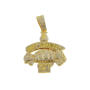 Hip-hop Get Money pendant in gold finish with sparkling rhinestones for men