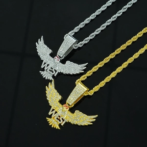 Hip-Hop-Halsketten mit Adler-Anhänger in Gold und Silber mit gedrehter Kordelkette