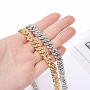 9mm hip hop iced out Cuban link chain necklace for men in gold and silver finishes