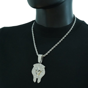 Collier Pendentif Tête de Pharaon Égyptien Hiphop Strass Iced Out Bijoux en Alliage pour Hommes Accessoires de Fête Personnalisés