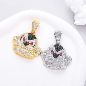 Iced-Out Gorillakopf-Anhänger in Gold und Silber für Hip-Hop Streetstyle-Schmuck für Herren