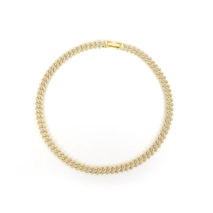 Cadena Cubana de 10mm en Oro con Diamantes Incrustados y Cierre Plegable de Lujo Oro