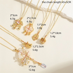Vintage style gold-plated necklace collection with white shell pendant and zircon tassels