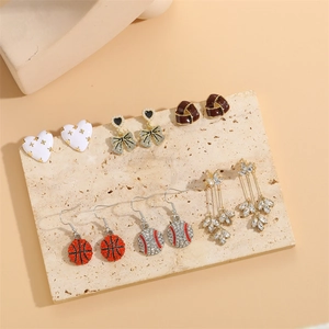 Mode Zinklegierung Strass Schleife Herz Blumen Ohrstecker Mit 925 Sterling Silber Ohrstecker-Stift Sport Basketball Baseball Emaille Ohrringe Für Damen Schmuck