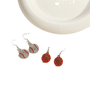 Funkelnde Strass Baseball und Basketball Sport Charm Hängeohrringe Set für Damen