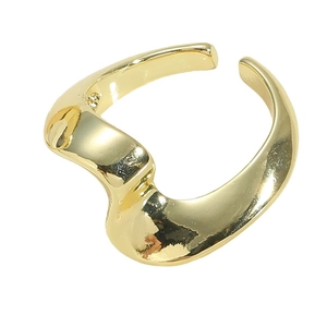 Minimalistischer polierter goldener gewellter offener Ring mit modernem unregelmäßigem Design