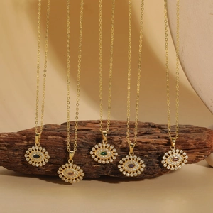 Gold Plattierte Kupfer Böser Blick Anhänger Halskette Für Damen Bunte Zirkonia Bohemian Emaille Choker Modischer Schmuck
