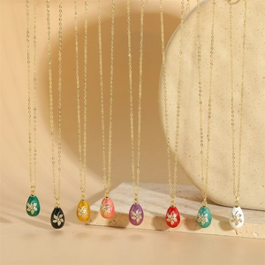 Eight colorful zircon flower egg pendants on fine gold chains for women jewelry set