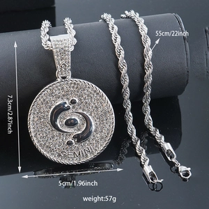Collana con ciondolo Gemelli e catena a corda da 5mm per uomo e donna stile hip hop