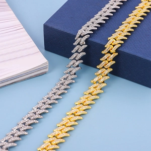 Iced out spiky Cuban link chain necklaces in gold and silver finish for hip hop style