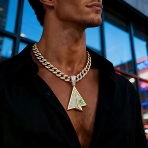 Hip Hop Papierflugzeug Anhänger Halskette Für Herren Glänzende Strass Legierung Panzerkette Streetwear Mode Accessoire