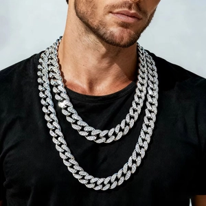 Hip Hop Iced Out Cuban Link Chain Necklace Bracelet Alloy Pave Rhinestone Heavy Chunky Chain Jewelry For Men Women Gift