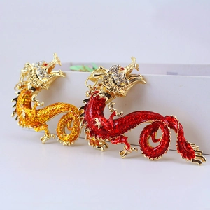 Chinese Style Dragon Keychain Zinc Alloy Rhinestone Enamel Flying Dragon Pendant For Women Bag Charm Car Key Ring Gift