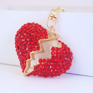 Schlüsselanhänger Mit Gebrochenem Herz Zinklegierung Strass Taschenzubehör Für Damen Glänzend Kristall Herz Anhänger Geschenk Mode
