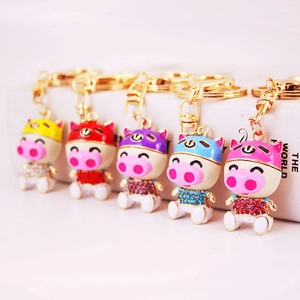 Portachiavi Maiale dello Zodiaco con Strass Carino Cartone Animato Lega Animale Ciondolo Per Donne Ragazze Gioielli di Moda Regalo