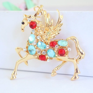 Luxuriöser Pegasus Pferd Schlüsselanhänger Zinklegierung Strass Künstliche Perle Gold Taschenanhänger Vintage Tier Auto Schlüsselring Damen Schmuck