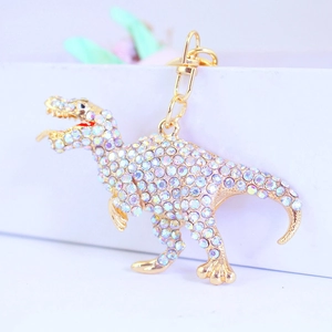 Cute rhinestone dinosaur keychain with sparkling crystal rhinestones for bags and car keys