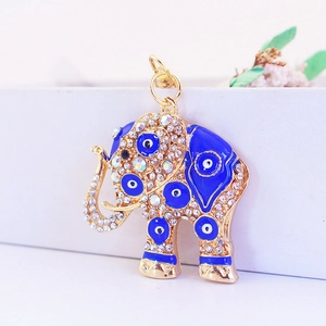 Cute Elephant Evil Eye Keychain Zinc Alloy Rhinestone Enamel Metal Animal Bag Pendant Key Ring Jewelry Accessories Gift For Women